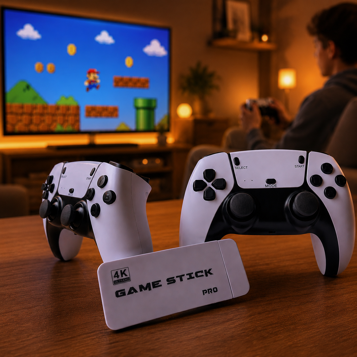 Game Stick M15 Plus — +20.000 Juegos Retro + 2 Controles Inalámbricos